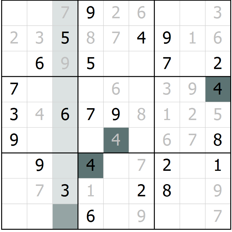 Position des candidats pour la solution de la Gr 49 page 51 du magazine de sudoku SUDOKU EXPERT n° 022