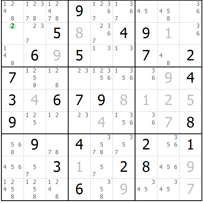 Position des candidats pour la solution de la Gr 49 page 51 du magazine de sudoku SUDOKU EXPERT n° 022