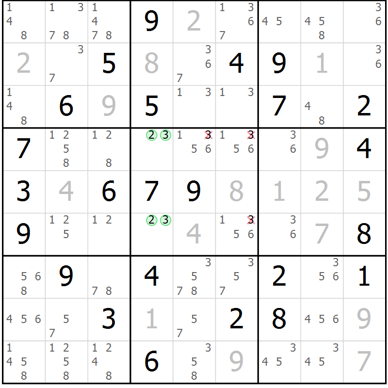 Position des candidats pour la solution de la Gr 49 page 51 du magazine de sudoku SUDOKU EXPERT n° 022