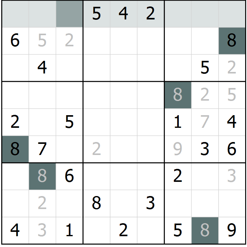 Position des candidats pour la solution de la Gr 5 page 7 du magazine de sudoku SUDOKU EXPERT n° 022