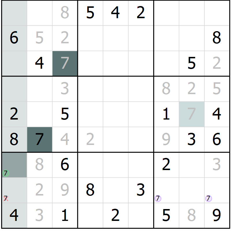 Position des candidats pour la solution de la Gr 5 page 7 du magazine de sudoku SUDOKU EXPERT n° 022