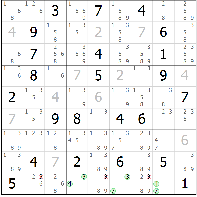 Position des candidats pour la solution de la Gr 50 page 52 du magazine de sudoku SUDOKU EXPERT n° 022