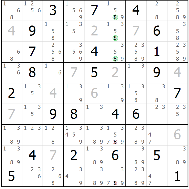 Position des candidats pour la solution de la Gr 50 page 52 du magazine de sudoku SUDOKU EXPERT n° 022
