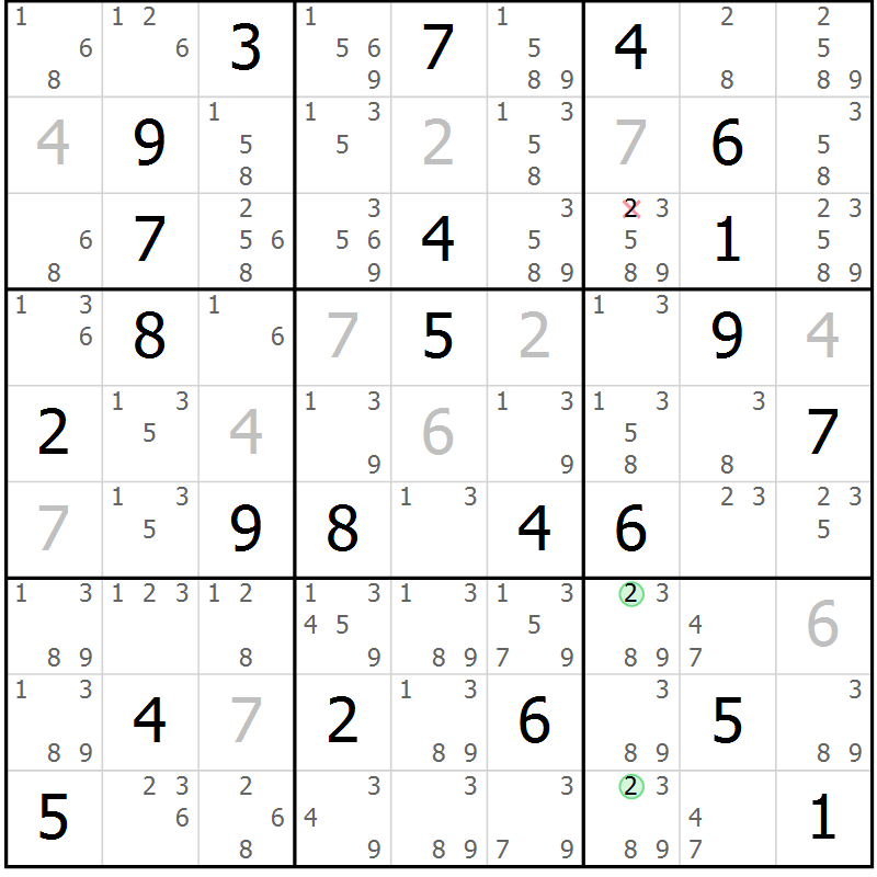 Position des candidats pour la solution de la Gr 50 page 52 du magazine de sudoku SUDOKU EXPERT n° 022