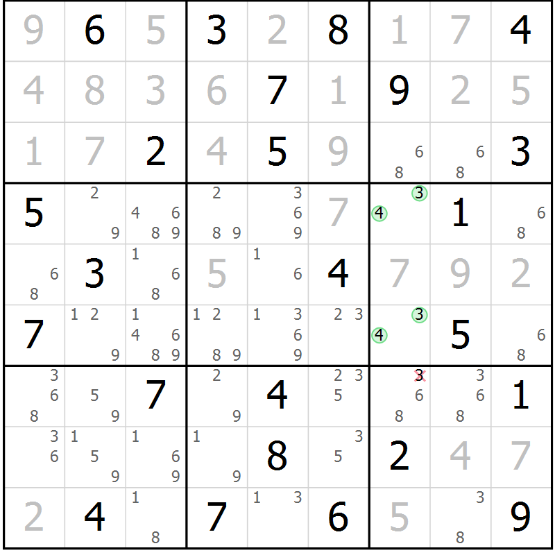 Position des candidats pour la solution de la Gr 51 page 53 du magazine de sudoku SUDOKU EXPERT n° 022