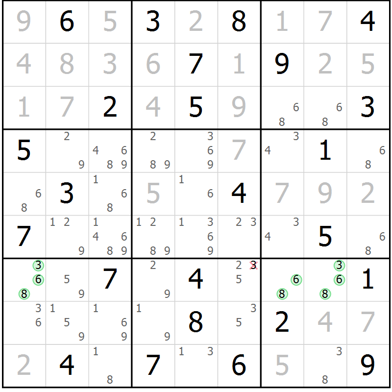 Position des candidats pour la solution de la Gr 51 page 53 du magazine de sudoku SUDOKU EXPERT n° 022