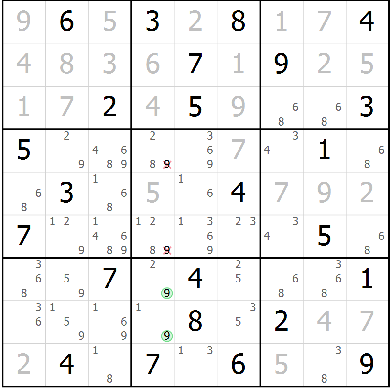 Position des candidats pour la solution de la Gr 51 page 53 du magazine de sudoku SUDOKU EXPERT n° 022