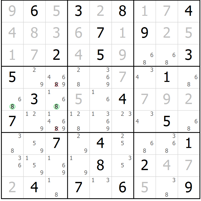 Position des candidats pour la solution de la Gr 51 page 53 du magazine de sudoku SUDOKU EXPERT n° 022