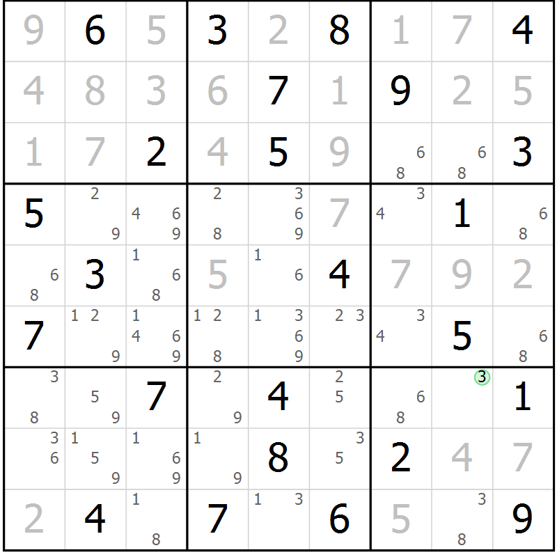 Position des candidats pour la solution de la Gr 51 page 53 du magazine de sudoku SUDOKU EXPERT n° 022