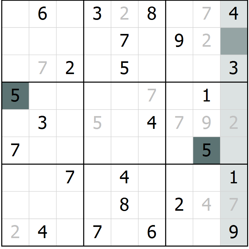 Position des candidats pour la solution de la Gr 51 page 53 du magazine de sudoku SUDOKU EXPERT n° 022