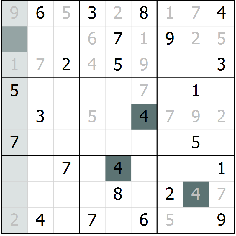 Position des candidats pour la solution de la Gr 51 page 53 du magazine de sudoku SUDOKU EXPERT n° 022