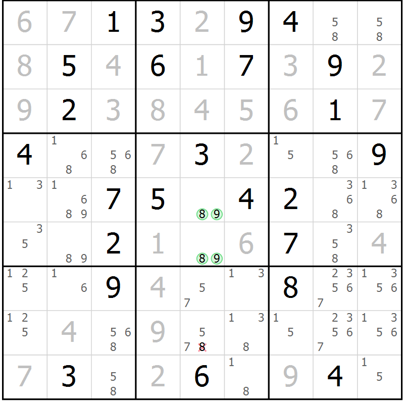 Position des candidats pour la solution de la Gr 53 page 55 du magazine de sudoku SUDOKU EXPERT n° 022