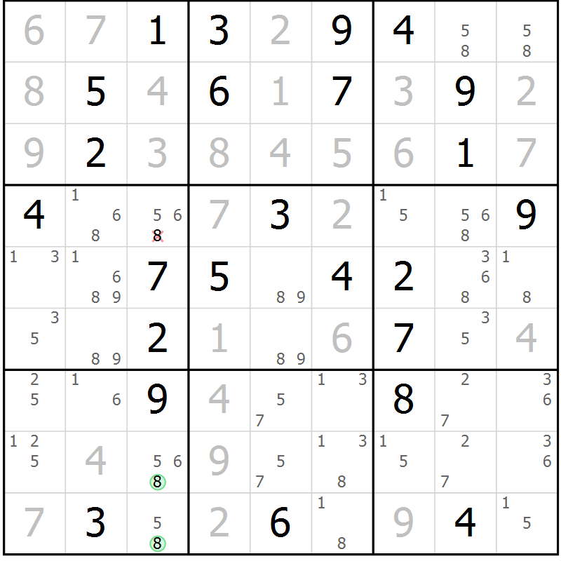 Position des candidats pour la solution de la Gr 53 page 55 du magazine de sudoku SUDOKU EXPERT n° 022