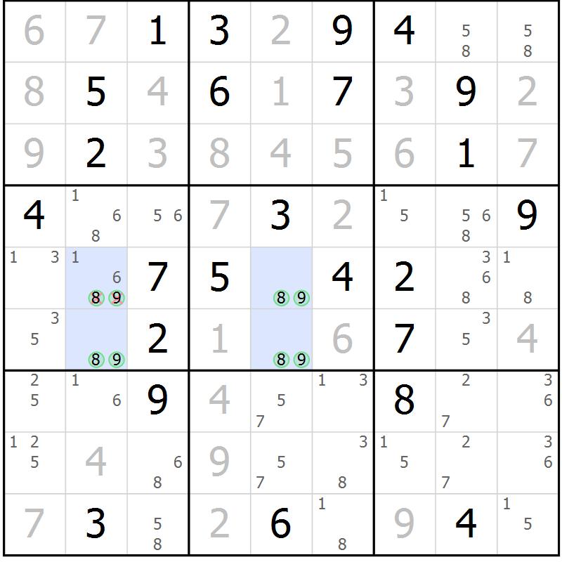 Position des candidats pour la solution de la Gr 53 page 55 du magazine de sudoku SUDOKU EXPERT n° 022