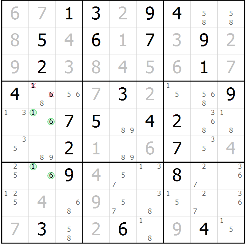 Position des candidats pour la solution de la Gr 53 page 55 du magazine de sudoku SUDOKU EXPERT n° 022