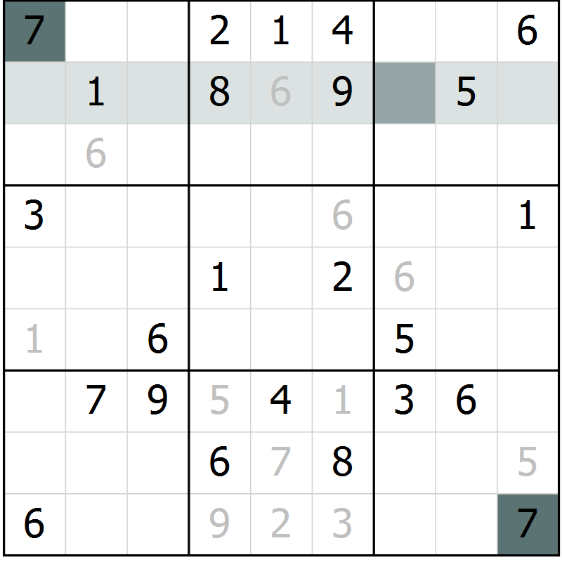 Position des candidats pour la solution de la Gr 54 page 56 du magazine de sudoku SUDOKU EXPERT n° 022