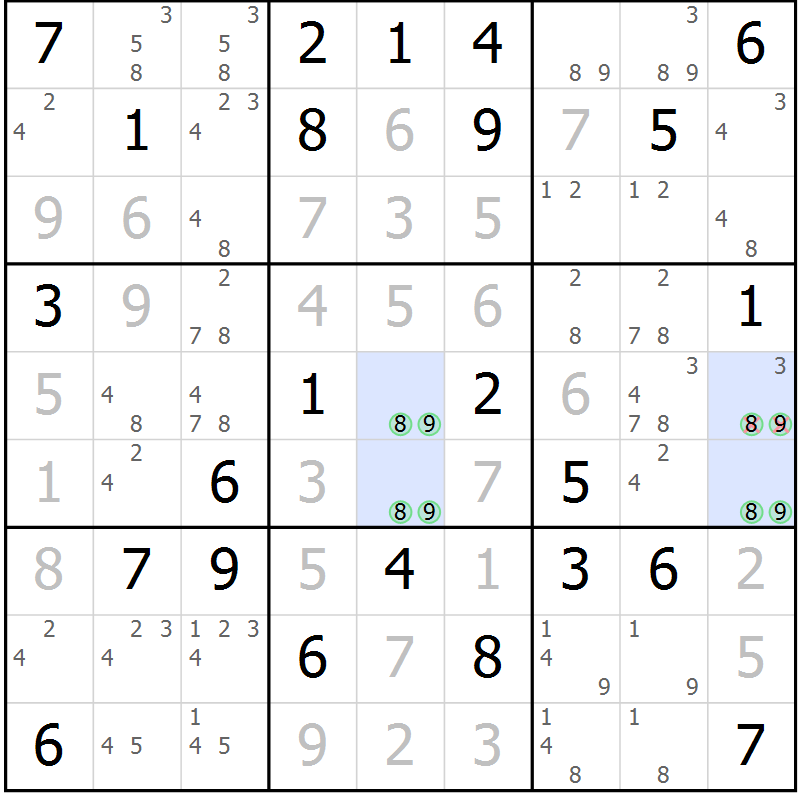 Position des candidats pour la solution de la Gr 54 page 56 du magazine de sudoku SUDOKU EXPERT n° 022