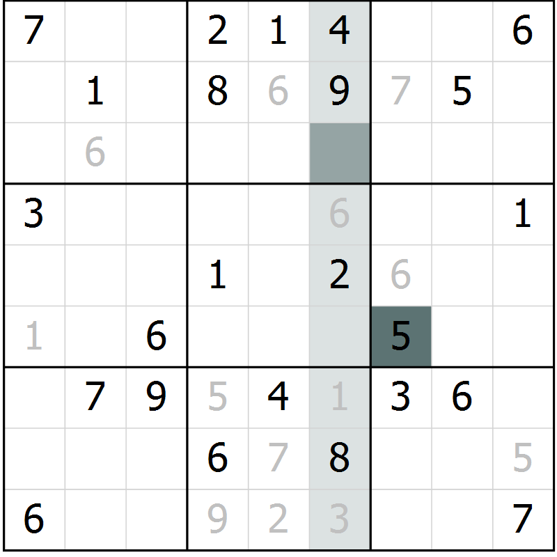 Position des candidats pour la solution de la Gr 54 page 56 du magazine de sudoku SUDOKU EXPERT n° 022