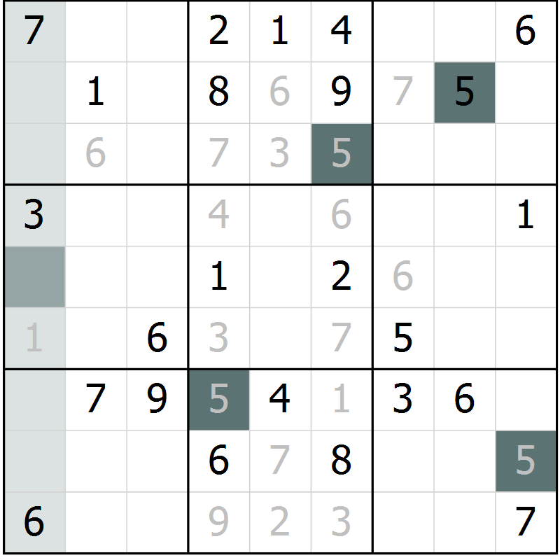 Position des candidats pour la solution de la Gr 54 page 56 du magazine de sudoku SUDOKU EXPERT n° 022