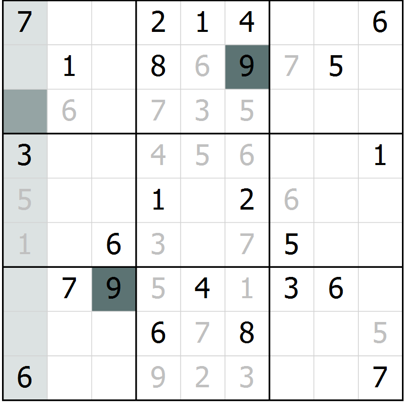 Position des candidats pour la solution de la Gr 54 page 56 du magazine de sudoku SUDOKU EXPERT n° 022