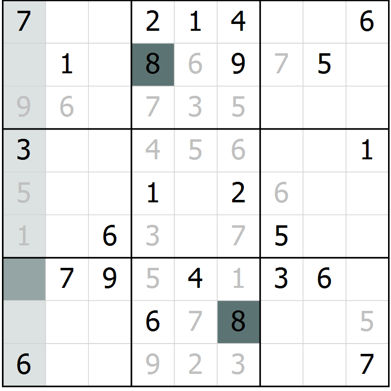 Position des candidats pour la solution de la Gr 54 page 56 du magazine de sudoku SUDOKU EXPERT n° 022