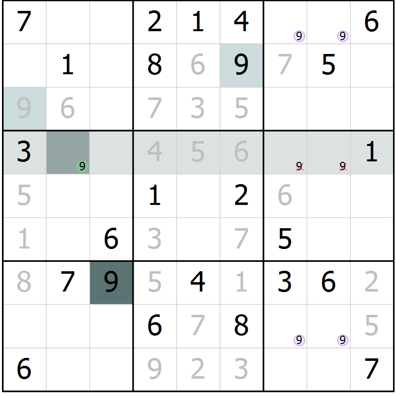 Position des candidats pour la solution de la Gr 54 page 56 du magazine de sudoku SUDOKU EXPERT n° 022