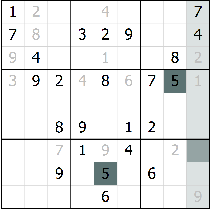 Position des candidats pour la solution de la Gr 55 page 57 du magazine de sudoku SUDOKU EXPERT n° 022