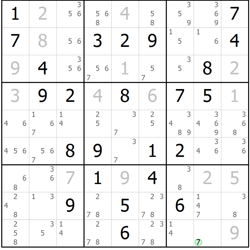 Position des candidats pour la solution de la Gr 55 page 57 du magazine de sudoku SUDOKU EXPERT n° 022