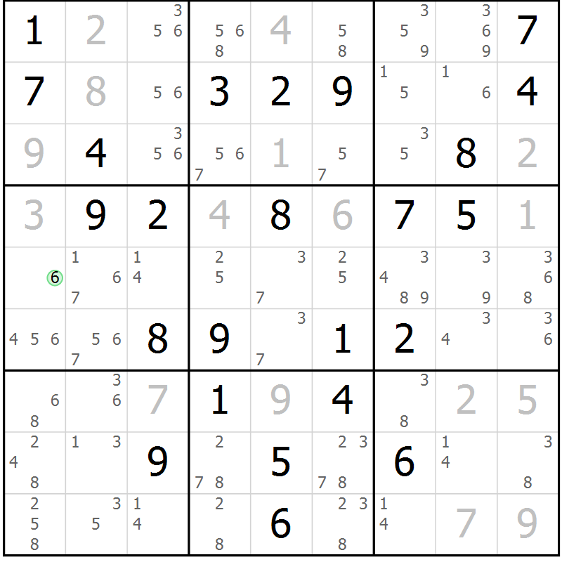 Position des candidats pour la solution de la Gr 55 page 57 du magazine de sudoku SUDOKU EXPERT n° 022