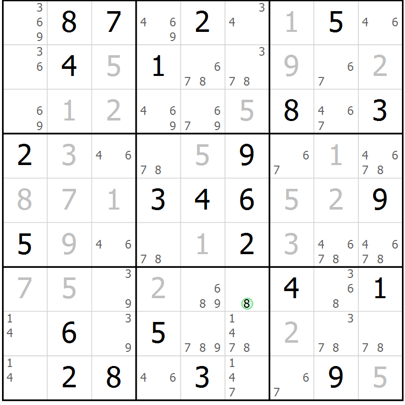 Position des candidats pour la solution de la Gr 56 page 58 du magazine de sudoku SUDOKU EXPERT n° 022