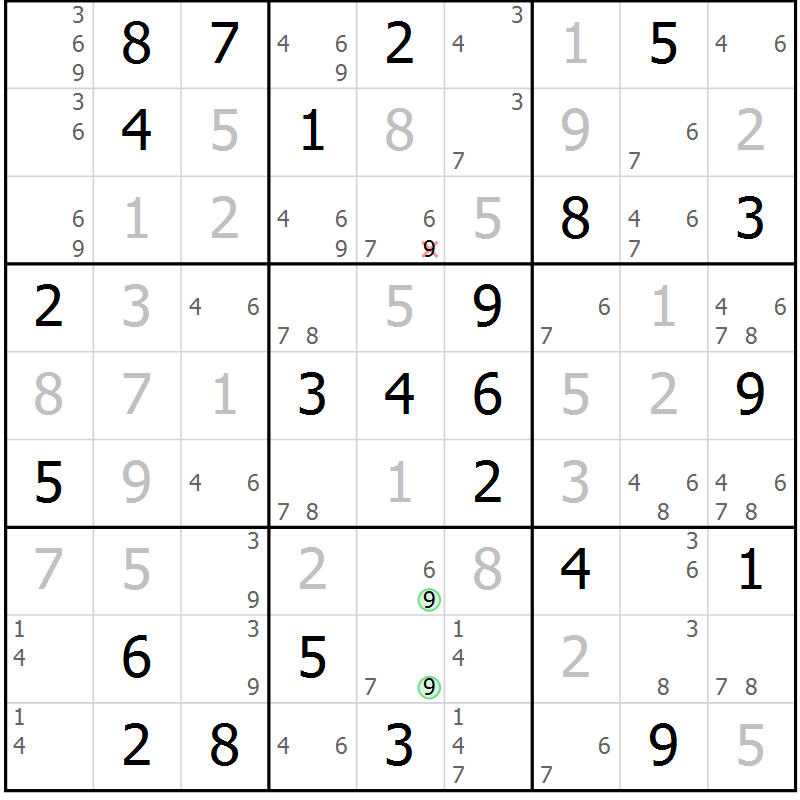 Position des candidats pour la solution de la Gr 56 page 58 du magazine de sudoku SUDOKU EXPERT n° 022