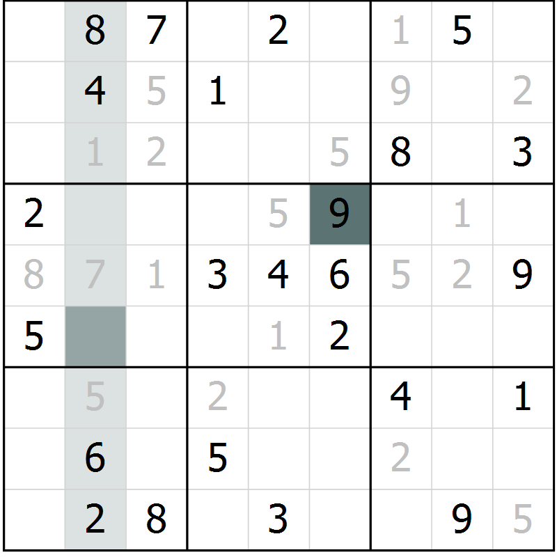 Position des candidats pour la solution de la Gr 56 page 58 du magazine de sudoku SUDOKU EXPERT n° 022