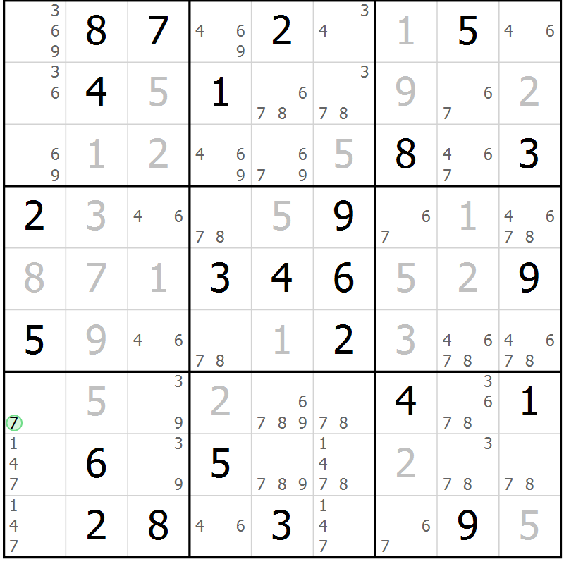 Position des candidats pour la solution de la Gr 56 page 58 du magazine de sudoku SUDOKU EXPERT n° 022