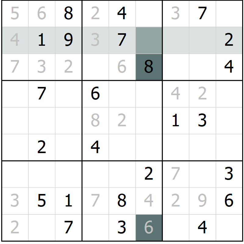 Position des candidats pour la solution de la Gr 57 page 59 du magazine de sudoku SUDOKU EXPERT n° 022