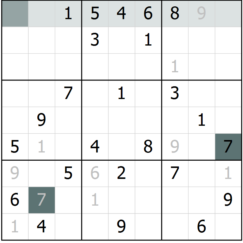 Position des candidats pour la solution de la Gr 58 page 60 du magazine de sudoku SUDOKU EXPERT n° 022