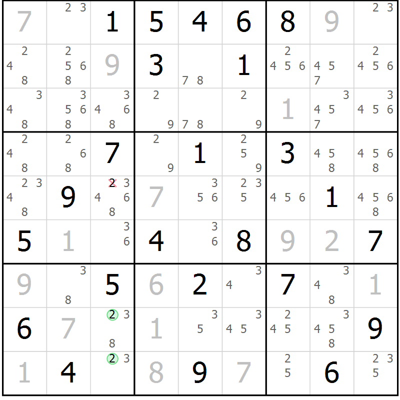 Position des candidats pour la solution de la Gr 58 page 60 du magazine de sudoku SUDOKU EXPERT n° 022