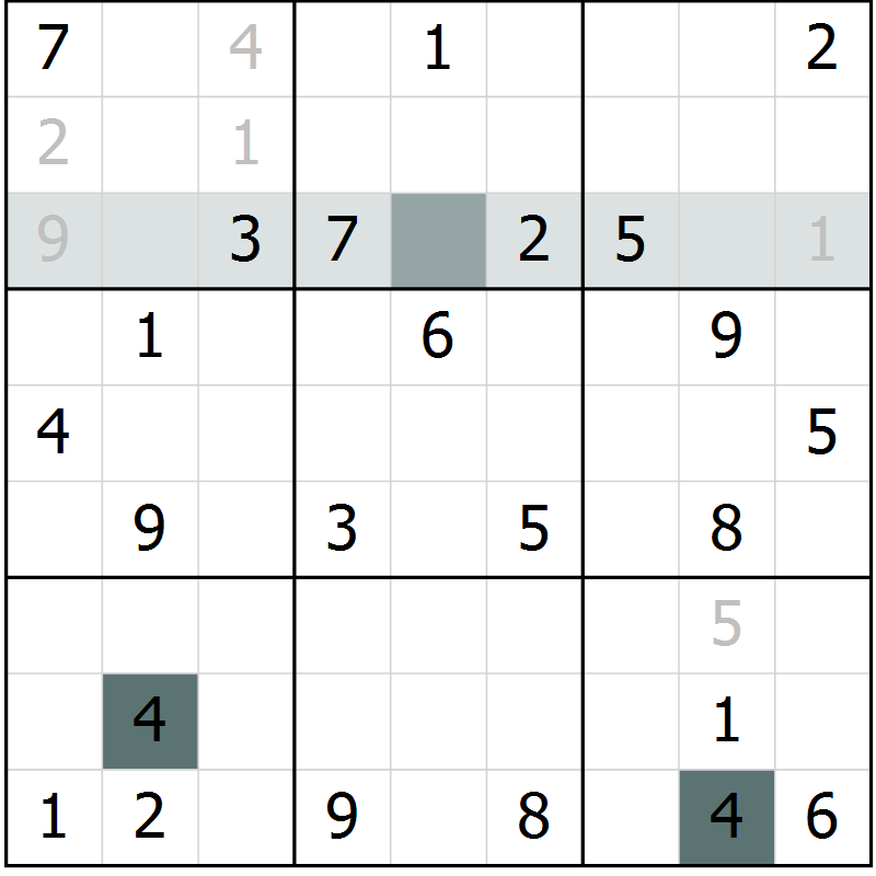 Position des candidats pour la solution de la Gr 59 page 61 du magazine de sudoku SUDOKU EXPERT n° 022