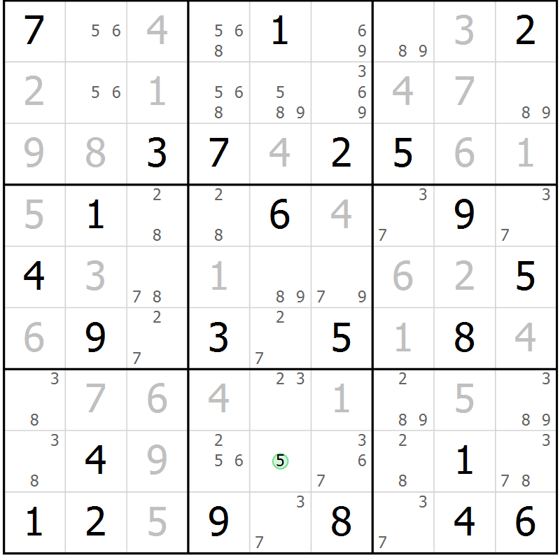 Position des candidats pour la solution de la Gr 59 page 61 du magazine de sudoku SUDOKU EXPERT n° 022