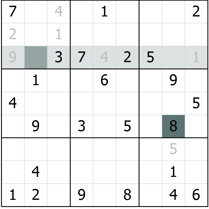 Position des candidats pour la solution de la Gr 59 page 61 du magazine de sudoku SUDOKU EXPERT n° 022