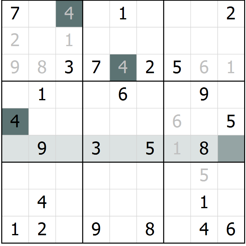 Position des candidats pour la solution de la Gr 59 page 61 du magazine de sudoku SUDOKU EXPERT n° 022