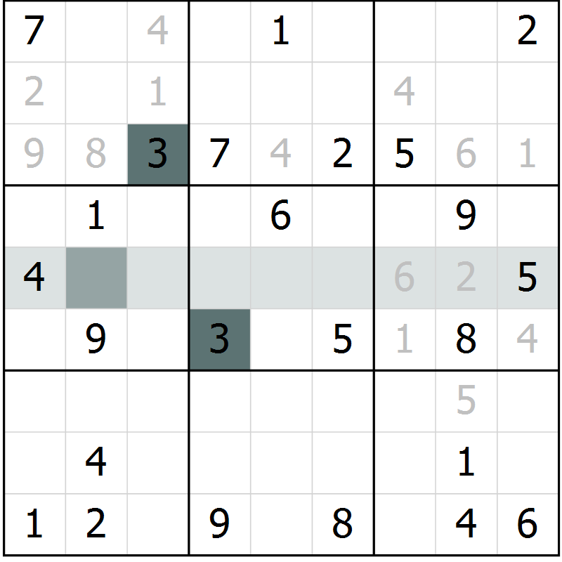 Position des candidats pour la solution de la Gr 59 page 61 du magazine de sudoku SUDOKU EXPERT n° 022