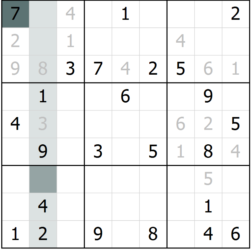 Position des candidats pour la solution de la Gr 59 page 61 du magazine de sudoku SUDOKU EXPERT n° 022