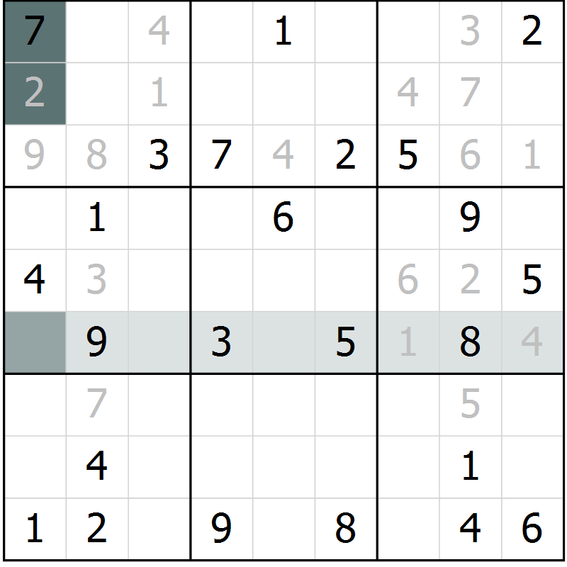 Position des candidats pour la solution de la Gr 59 page 61 du magazine de sudoku SUDOKU EXPERT n° 022