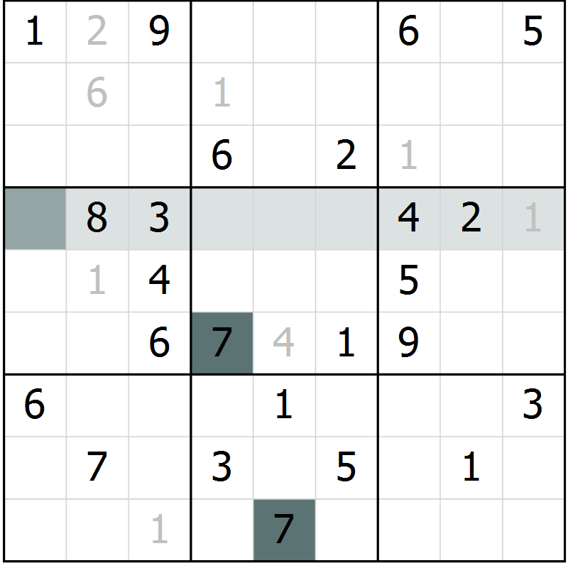 Position des candidats pour la solution de la Gr 6 page 8 du magazine de sudoku SUDOKU EXPERT n° 022