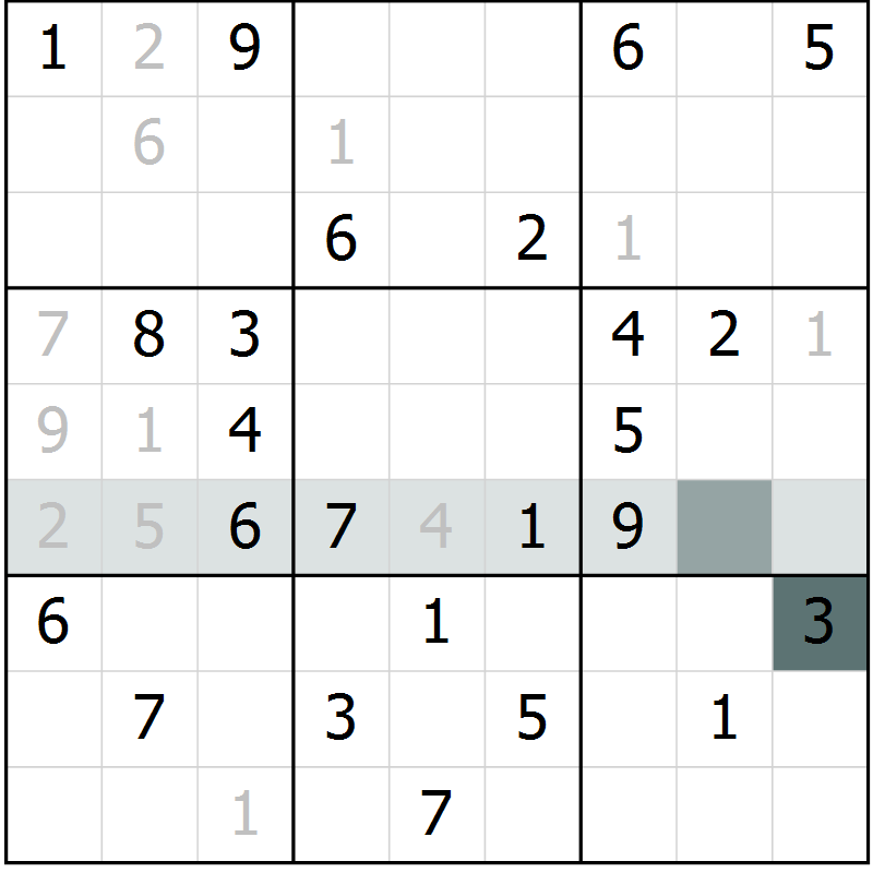 Position des candidats pour la solution de la Gr 6 page 8 du magazine de sudoku SUDOKU EXPERT n° 022