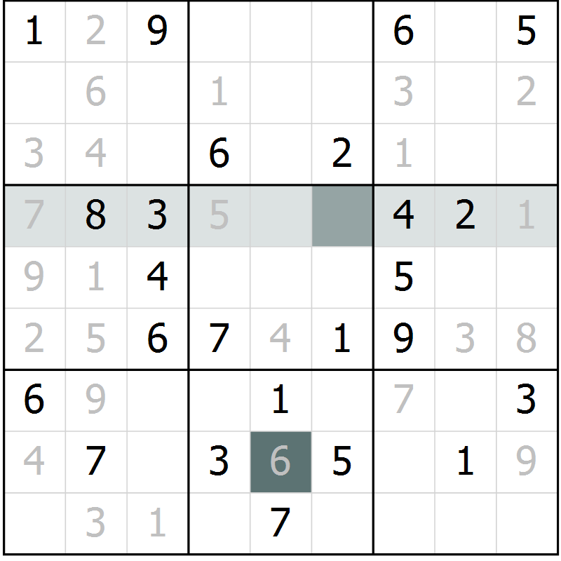Position des candidats pour la solution de la Gr 6 page 8 du magazine de sudoku SUDOKU EXPERT n° 022