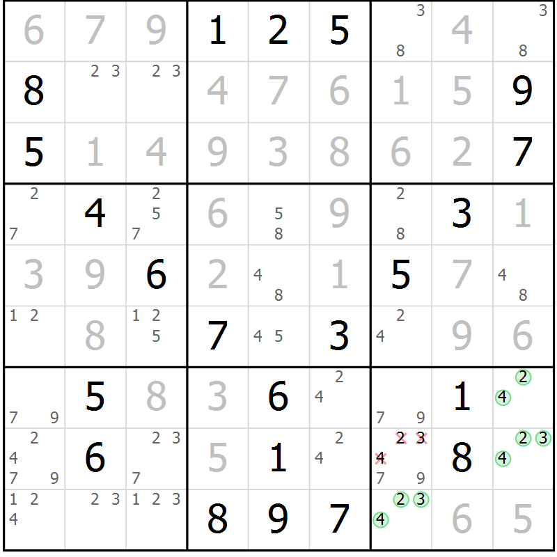 Position des candidats pour la solution de la Gr 60 page 62 du magazine de sudoku SUDOKU EXPERT n° 022