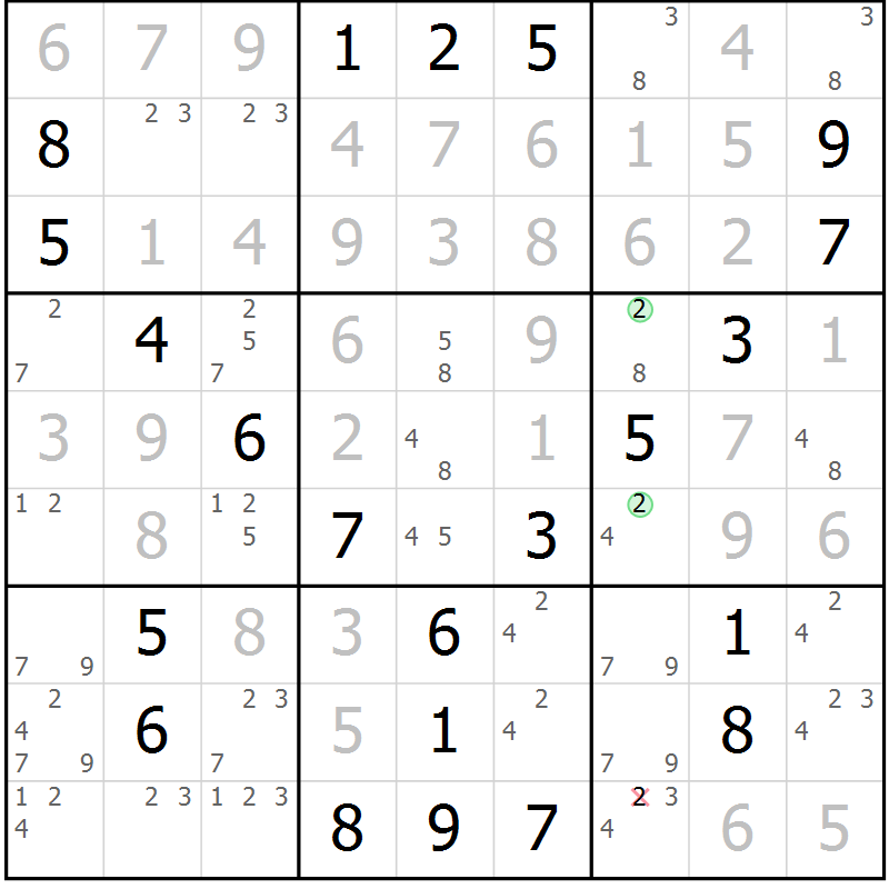 Position des candidats pour la solution de la Gr 60 page 62 du magazine de sudoku SUDOKU EXPERT n° 022