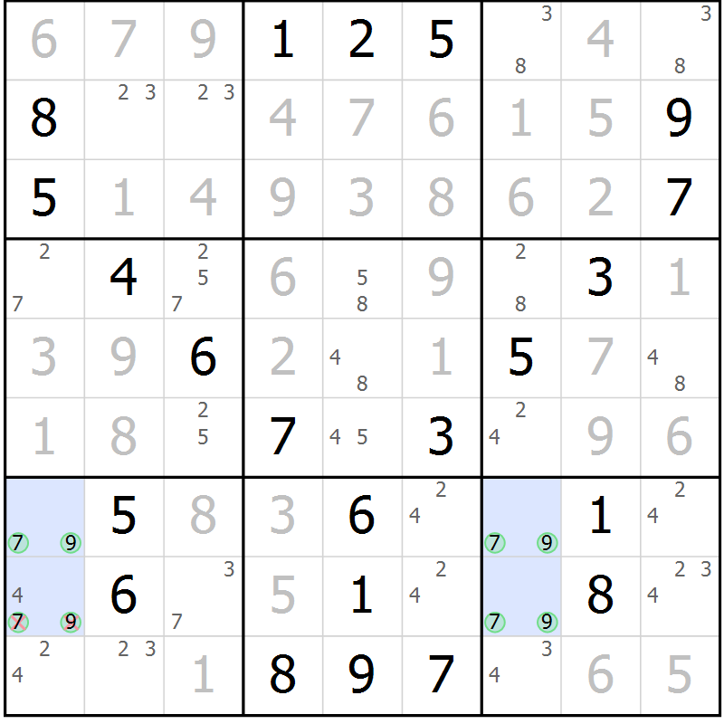 Position des candidats pour la solution de la Gr 60 page 62 du magazine de sudoku SUDOKU EXPERT n° 022