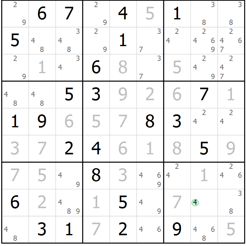 Position des candidats pour la solution de la Gr 61 page 63 du magazine de sudoku SUDOKU EXPERT n° 022